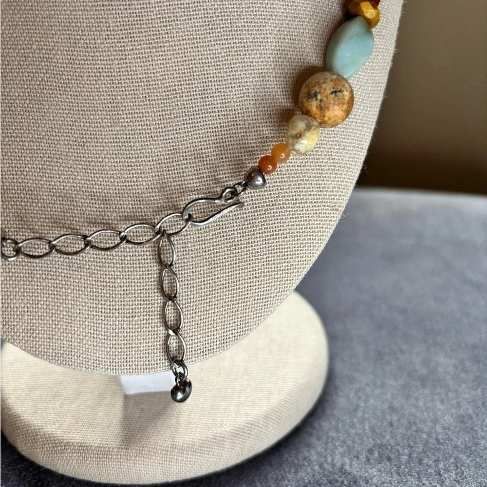 Rare Jay King DTR Desert Rose Trading Multi-Gemstone Necklace Signed Sterling